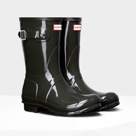 Hunter Shoes - Hunter | Women's Original Short Gloss Rain Boots - Dark Olive